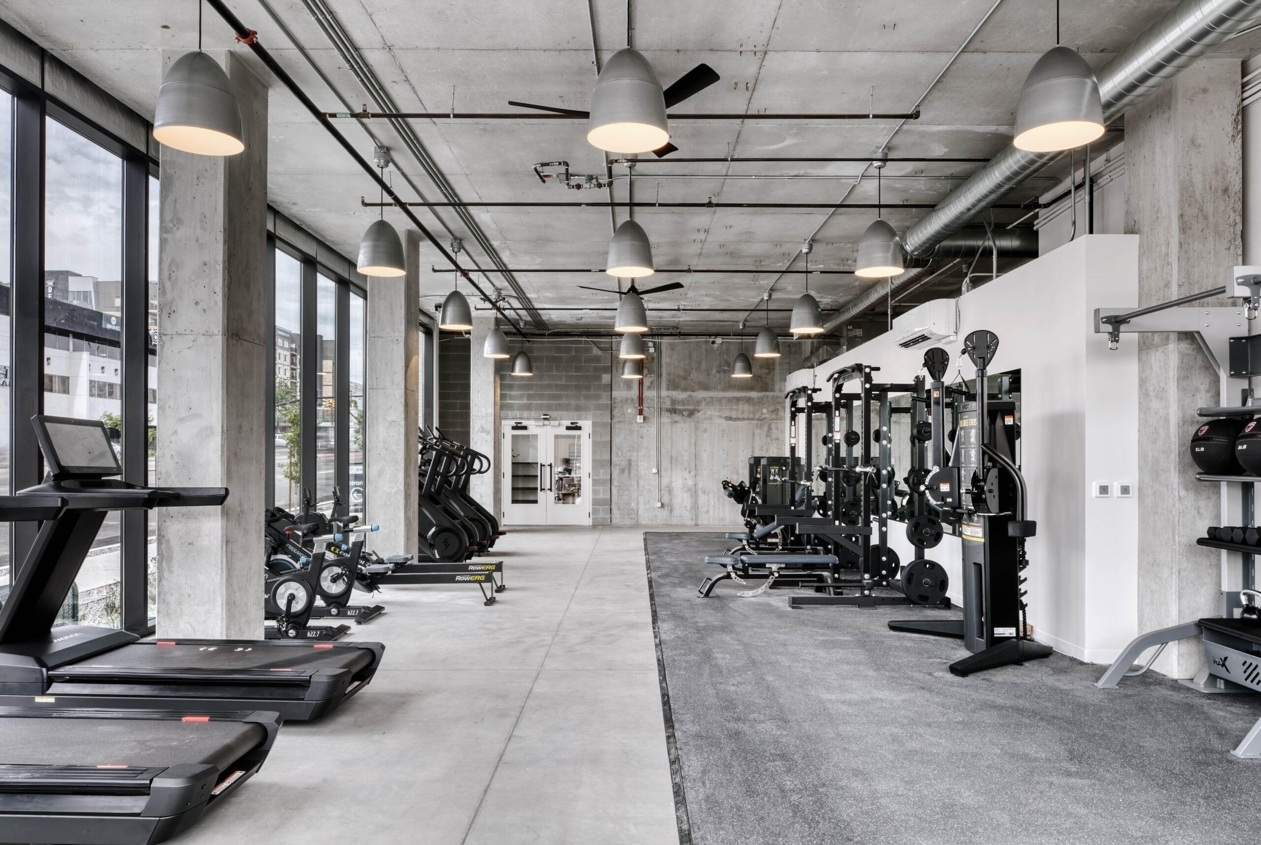 Wide shot of gym facilities