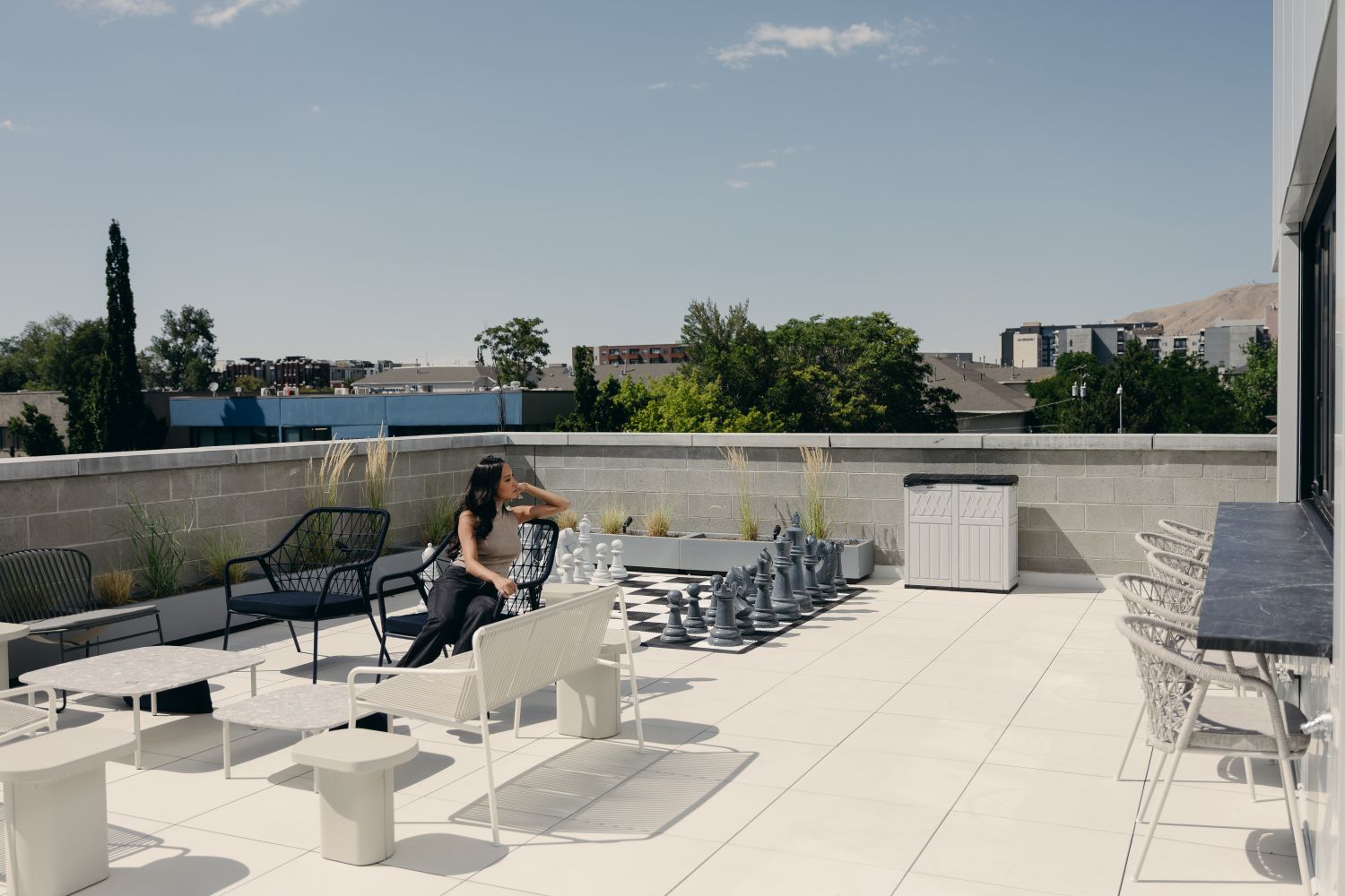 Woman relaxing on terrace in SLC